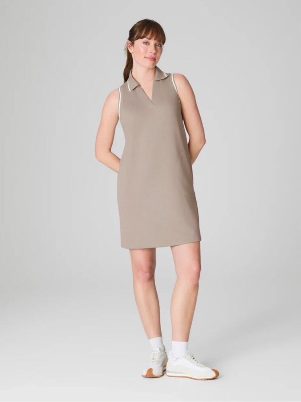 SPANX Air Essentials Sleeveless Polo Dress in Taupe